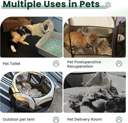Love's cabin Pet Puppy Dog Playpen, Small Dog Tent Crates Cage Indoor/Outdoor, Portable Playpen for Cat, Foldable Pop Up Dog Kennel Playpen with Carring Case, Removable Zipper Top, Moss Green