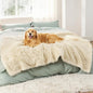 Bedsure Waterproof Dog Blankets for Large Dogs - Calming Cat Blanket for Bed Couch Protector Washable, Long Faux Fur Pet Throw Blanket for Puppy, Reversible Furniture Protection, 60"x80", Cream