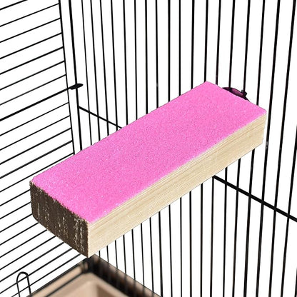 Spoiled Pet® Bird Cage Perch Stand 2-Pack - Beak and Foot Grinding Platform - Parakeets, Cockatiels, Canaries, Finches, Conures, Lories, and Budgies - Hamsters and Gerbils (Wood Perch)