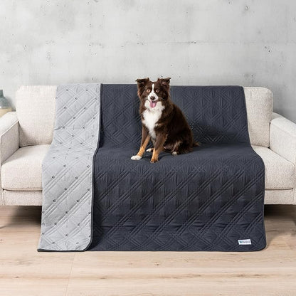 PetAmi Waterproof Couch Cover for Dogs, Reversible Furniture Cover Sofa Protector for Pet Cat Bed, Washable Blanket Dog Cover for Couch Seat, 52x82 Gray