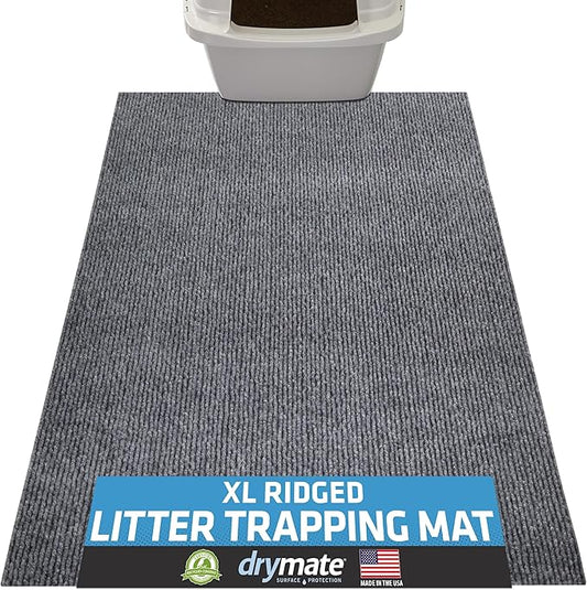 Drymate Cat Litter Box Mat, Litter Trapping Mat, Waterproof, Urine-Proof, Absorbent, Machine Washable, Soft on Paws, Contains Mess, Protects Floors, Kitten Supplies, Grey, 28x36 XL
