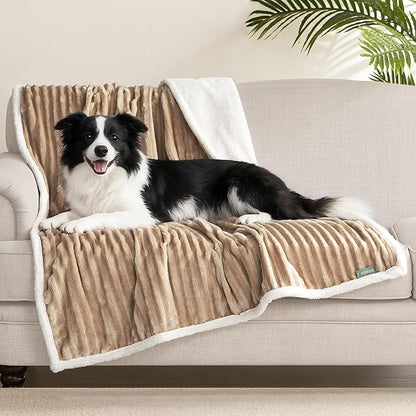 Waterproof Dog Blanket for Couch - Washable Medium Pet Blanket for Furniture Protector, Cozy Fleece Calming Dog Crate Blankets for Indoors & Outdoors, Linen, 30"x40"