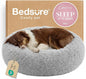 Bedsure Calming Dog Bed for Large Dogs - Donut Washable Large Pet Bed, 36 inches Anti-Slip Round Fluffy Plush Faux Fur Dog Bed, Fits up to 80 lbs Pets, Pale Grey