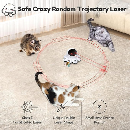 ORSDA Cat Laser Toy, 2-in-1 Interactive Automatic Motion Activated Moving 8 Holes Whack A Mole Feather, USB Rechargeable Electronic Smart Sensor Kitten Toys for Indoor Exercise