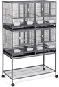 Yaheetech Stackable Divided Breeder Breeding Parakeet Bird Cage for Canaries Cockatiels Lovebirds Finches Budgies Small Parrots with Detachable Rolling Stand, Black
