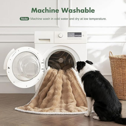 Soft Cozy Waterproof Dog Blanket for Couch - Room Decor Medium Pet Blanket for Furniture Protector, Washable Calming Dog Crate Blankets for Indoors & Outdoors, Khaki, 40"x50"