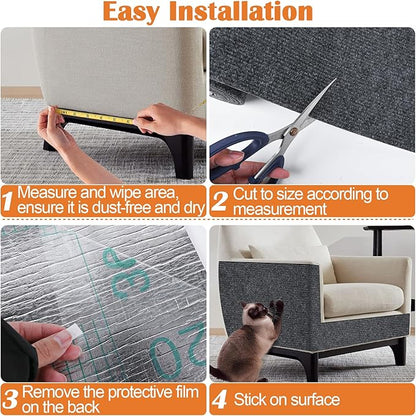 Cat Scratch Pad - 100" x 15.8" Trimmable Self-Adhesive Cat Scratch Furniture Protector, Sisal Cat DIY Climbing Couch Protector for Scratch Post Cat Tree Replacement Indoor (Dark Gray)