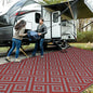 GENIMO Outdoor Rug for Patio Clearance, 10'x20' Reversible Plastic Straw Rugs, Lightweight Waterproof RV Camping Mat for Camper, Balcony, Deck, Backyard, Picnic, Red Grey