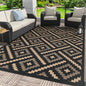 GENIMO Outdoor Rug for Patio Clearance, 6'x9' Waterproof Camping Mat, Reversible Plastic Straw Rugs for RV, Camper, Balcony, Backyard, Picnic, Deck (Mix Black Brown)