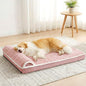 Orthopedic Jumbo Dog Bed Large Sized Dog with Pillow 56''X40'' Waterproof Soft Comfortable Egg Crate Foam Pet Crate Beds Mat with Removable Washable Cover and Non-Slip Bottom, Pink