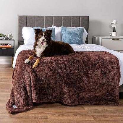 PetAmi Dog & Cat Blanket - Fluffy Soft, Sherpa Fleece, Calming Pet Blanket Throw for Bed, Sofa, Couch - Brown, Large 40x60