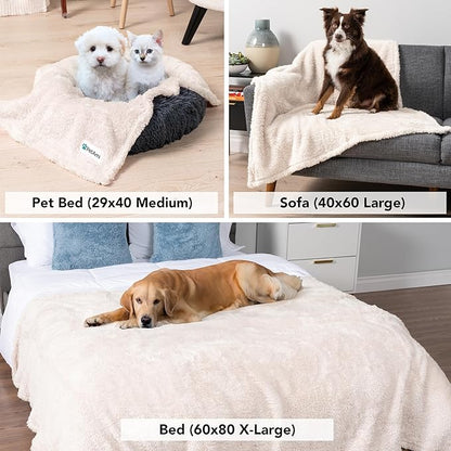 PetAmi Dog Blanket for Small Medium Dogs Beige, Fluffy Soft Puppy Blanket, Sherpa Fleece Cat Blanket for Kitten Doggie, Calming Pet Blanket Throw for Couch Sofa Bed Washable, Medium 29x40
