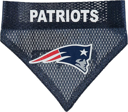 Pets First NFL DOG BANDANA - NEW ENGLAND PATRIOTS REVERSIBLE PET BANDANA. 2 Sided Sports Bandana with a PREMIUM Embroidery TEAM LOGO, Small/Medium. - 2 Sizes & 32 NFL Teams available, NEP-3217-S-M