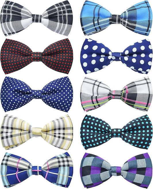 PET SHOW 10 Pack Pet Big Dogs Collar Embellishment Attachment Bow Ties for Medium Large Dogs Collar Charms Accessories Slides Bowties for Birthday Wedding Parties Assorted A Style Assorted B Styles