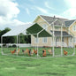 4ever2buy Large Metal Chicken Coop with Run Walk-in Poultry Cage Chicken Runs House Pen Cage Spire Roofed Chicken Coops with Anti-Ultraviolet Cover for Outdoor Yard Farm Use 9.8’L x 13.1’W x 6.4’H