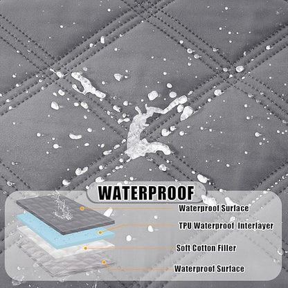 Smiry Waterproof Dog Bed Cover Blanket 82x102, Soft Reversible Pet Blanket, Washable Leakproof Cats Dogs Couch Cover for Sofa, Couch, Furniture, Grey/Light Grey