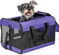 Dog Carrier Soft Sided, Large Cat Carrier with Inner Safety Leash, Pet Transport Carrier for Large Cats and Medium Dogs up to 20 Lbs, Collapsible Travel Puppy Carrier Bag -Purple L