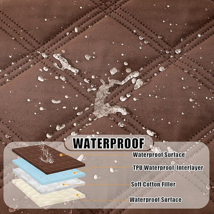 Smiry Waterproof Dog Bed Cover Blanket 68x82, Soft Reversible Pet Blanket, Washable Leakproof Cats Dogs Couch Cover for Sofa, Couch, Furniture, Brown/Beige