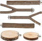 8 PCS Bird Perch Set, Natural Birch Wood Straight & Forked Perches with Platforms for Parakeets, Cockatiels, Conures, Lovebirds - Cage Accessories for Climbing & Exercise