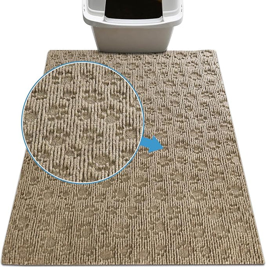 Drymate Cat Litter Box Mat, Litter Trapping Mat, Waterproof, Urine-Proof, Absorbent, Machine Washable, Soft on Paws, Contains Mess, Protects Floors, Kitten Supplies, Tan, 29x36 XL