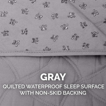 Furhaven Waterproof & Non-Slip Twin Size Mattress Cover Protector for Dogs & Cats, Washable, For Beds, Couches, & Car Seats - Quilted Twill Blanket Mattress Cover - Gray, Small/Twin Size