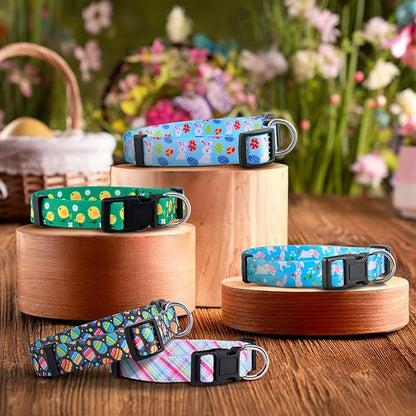 Native Pup Easter Dog Collar, Cute Spring Gift for Puppies, Pink Pastel, Eggs, Chicks, Bunny Adjustable for Small, Medium, Large Breeds (Chicks, Small)