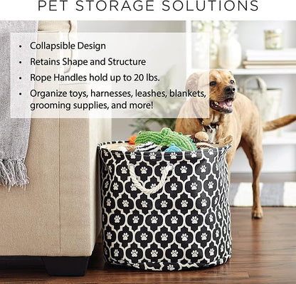 Bone Dry 6192 Pet Storage Collection Lattice Paw Print, Medium Round, Rose