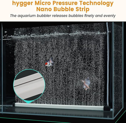 hygger Aquarium Bubble Strip, Nano Air Bubble Curtain Wall Aquarium Air Stone Kit, Quiet High Dissolved Oxygen Diffuser Fish Tank Bubbler Decorations for Freshwater Saltwater (13.8 Inch)