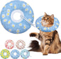 Cat Cone Collar Soft, Adjustable Cat Recovery Collars Kitten Cones to Stop Licking, Cute Donut E Collar After Surgery, Wound Healing Elizabethan Collar for Kitten(Blue Daisy, Large)