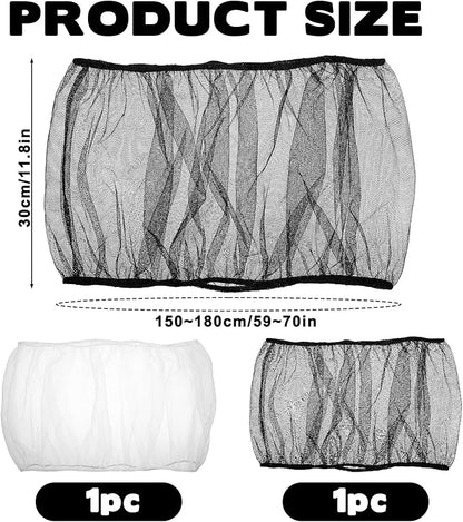 2pcs Large Bird Cage Seed Catcher Guards, Breathable Airy Nylon Mesh Material, Prevents Seed Mess, Acts as Stretchy Cage Guard, Fits Budgie, Cockatiel Various Bird Species (Black, White)