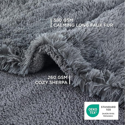 Bedsure Waterproof Dog Blankets for Medium Dogs Washable - Cat Blanket for Couch Protector Long Faux Fur, Calming Soft Reversible Throw Furniture Protection for Puppy Pet, 30"x40", Grey