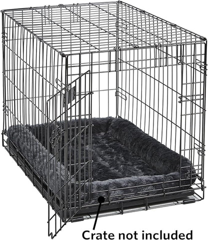 MidWest Homes for Pets QuietTime Dog Bed – Gray Faux Fur Bolster, Ultra-Soft and Machine Washable, Fits 24-Inch Crates and Carriers, for Small Breed Dogs