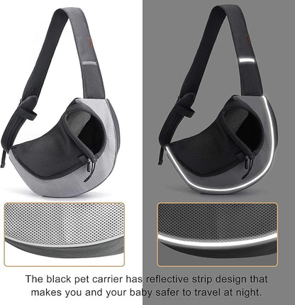 FDJASGY Pet Sling Carrier for Small Dogs Cats,Breathable Mesh Travelling Hand Free Puppy Backpack with Pouch and Adjustable Strap Carrier