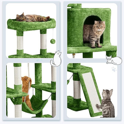 Yaheetech Cat Tree Cat Tower, 63in Multi-Level Cat Tree for Indoor Cats w/Sisal-Covered Scratching Posts & Condo, Cat Furniture Activity Center for Cats Kitten, Green