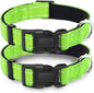 2 Pack Reflective Dog Collar with Safety Locking Buckle, Adjustable Soft Breathable Comfortable Nylon Pet Collar for Small, Medium and Large Dogs, Green, M