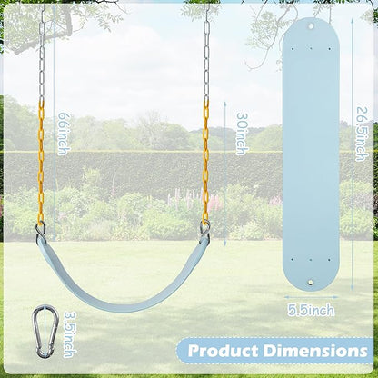 Sunnyglade 8PCS Swings Seats Heavy Duty with 66" Chain, Playground Swing Set Accessories Replacement with Snap Hooks, Support 250lb (8, Pastel Blue)