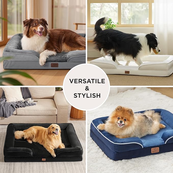 Bedsure XL Orthopedic Dog Bed for Extra Large Dogs - Washable XLarge Dog Cat Bed Waterproof, Comfort Dogs Couch Sofa with Washable Removable Cover, Pet Bed with Nonskid Bottom, Pink, 42"