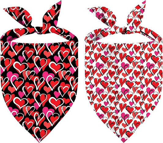 Valentines Dog Bandana Reversible Triangle Bibs Scarf Mother's Day Bandanas for Medium Large Dogs