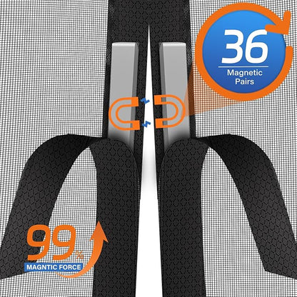 Magnetic Screen Door Left Right Side Opening Upgraded PET Mesh Greater Than Fiberglass and Polyester,Keep Bugs Out,Pet & Kid Friendly,Suitable for Sliding Doors,Patio French Doors-60" X 80"