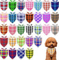 30 Pcs Plaid Dog Bandanas for Small Dogs Stitch Dog Bandana Bulk Reversible Print One Side Polyester Puppy Scarves Party Grooming S