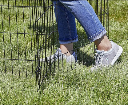 MidWest Homes for Pets Folding Metal Dog Exercise Pen, Indoor/Outdoor Playpen with Secure Door, Provides 16 Sq Feet of Play Space, 36-Inches Tall, Black E-Coated