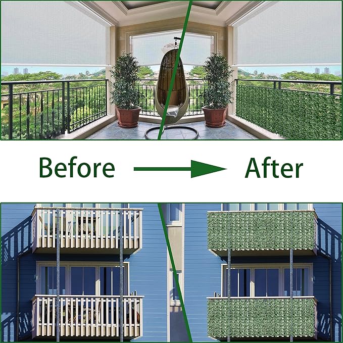 Artificial Ivy Privacy Fence Wall Screen,40X160 in UV-Anti Faux Greenery Backdrop Ivy Vine Leaf Hedges Fence Panels for Patio, Balcony, Garden, Backyard Indoor Outdoor Green Wall Decor